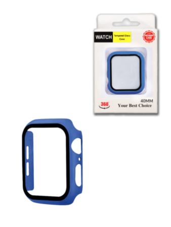 Hard PC Bumper Case w/ Tempered Glass for iWatch 40mm (NAVY BLUE) (Only Ground Shipping)