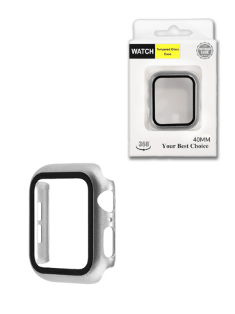 Hard PC Bumper Case with Tempered Glass for iWatch 40mm (SILVER) (Only Ground Shipping)
