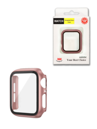 Hard PC Bumper Case with Tempered Glass for iWatch 44mm (ROSE GOLD) (Only Ground Shipping)