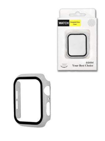 Hard PC Bumper Case with Tempered Glass for iWatch 44mm SILVER (Only Ground Shipping)