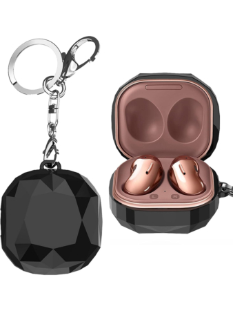 Galaxy Buds Pro / Buds 2 Pro / Buds 2 / Buds FE / Buds Live Transparent Plating Case (BLACK) with Keychain (Only Ground Shipping)