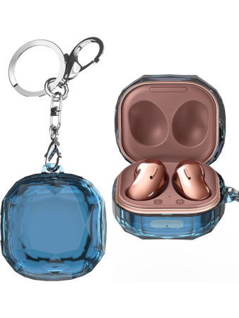Galaxy Buds Pro / Buds 2 Pro / Buds 2 / Buds FE / Buds Live Transparent Plating Case (BLUE) with Keychain (Only Ground Shipping)