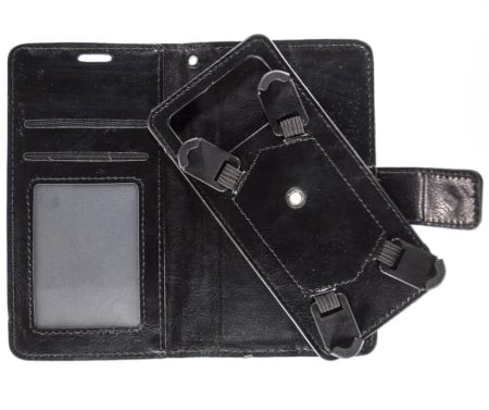 YUW-Small (4.5"-4.8") Universal Wallet Case with 360 Degree Rotating  Swivel Stand - BLACK (Only Ground Shipping)