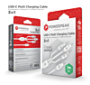 PowerPeak ECONOMY 3in1 USB-C to C+A+M Cable (WHITE) (3ft) (18W) (Only Ground Shipping)