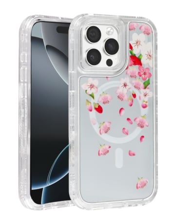 Flower Design Transparent Case with Wireless Charger - Style 6 for iPhone 13 Pro Max (Only Ground Shipping)