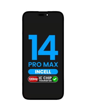 Purchase the LCD Assembly for iPhone 14 Pro Max, aftermarket Incell QV6, 90Hz, IC transfer eligible.
