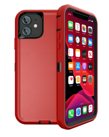 Heavy Duty Case for iPhone 12 Mini (BLACK & RED) (Only Ground Shipping)