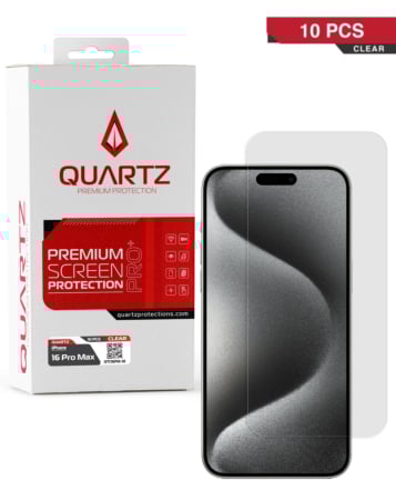Shop the Quartz Clear Tempered Glass for iPhone 16 Pro Max in a pack of 10.