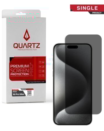 Stock up on the Quartz Privacy Tempered Glass for iPhone 16 Pro Max in a single pack.
