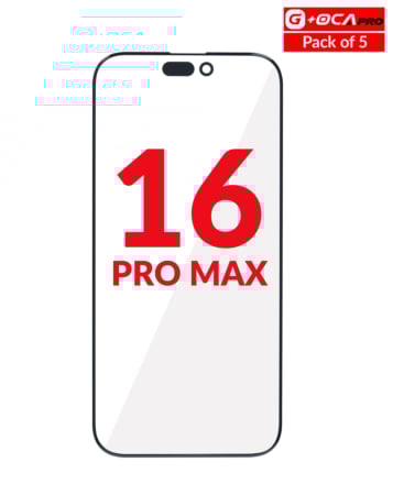 Grab wholesale deals on a Pack of 5 G+ OCA Pro Front Glass with OCA for iPhone 16 Pro Max.