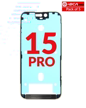 Grab the wholesale deals on the metal frame pack of 5 for iPhone 15 Pro G+ OCA Pro.
