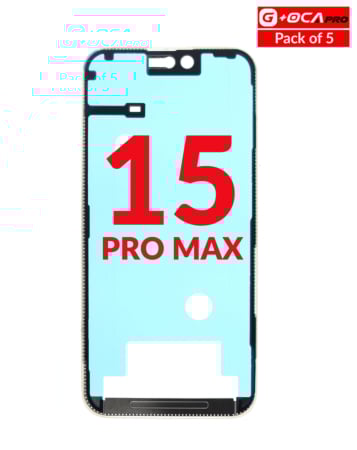 Buy the metal frame, pack of 5, for iPhone 15 Pro Max, G Plus OCA Pro.