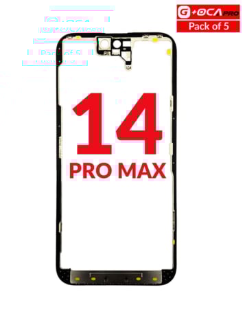 Order the premium Metal Frame in a pack of 5 for iPhone 14 Pro Max with G+ OCA Pro.
