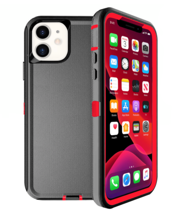 Heavy Duty Case for iPhone 12 / 12 Pro (BLACK & RED) (Only Ground Shipping)
