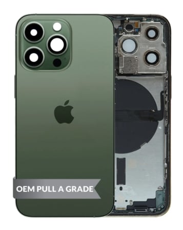 Back Housing Frame (ALPINE GREEN) (US Version) (OEM Pull A Grade) with Small Components Pre-Installed for iPhone 13 Pro