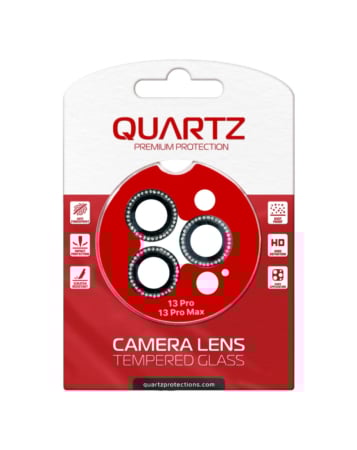 Order the QUARTZ HD Tempered Diamonds Metal Ring for iPhone 13 Pro Max 13 Pro Back Camera BLACK.
