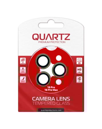 Shop the Quartz HD Tempered Glass in Gold with Glitter Diamond Camera Lens for iPhone 16 Pro and 16 Pro Max Back Camera.