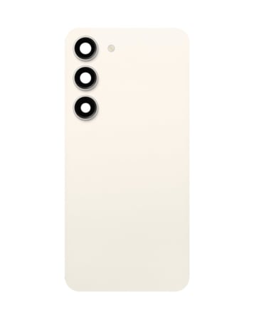 Order the back glass with camera lens and adhesive for Galaxy S23, no logo, in cream.