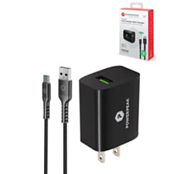 PowerPeak -  Wall Charger with USB To-C Cable (BLACK) (6ft) (18W) (Only Ground Shipping)