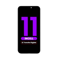 Purchase the LCD Assembly with Steel Plate for iPhone 11, aftermarket Incell QV7, IC transfer eligible.