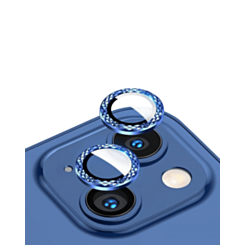 Iced Out Square Camera Lens with HD Tempered Glass for iPhone 13 / 13 Mini (BLUE)