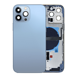 Purchase the back housing frame with small components pre-installed for iPhone 13 Pro Max US version Sierra Blue, no logo.

