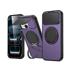 Flip Lens Cover Case with MagSafe Ring Kickstand (PURPLE) for iPhone 13 / 14 /15 (Only Ground Shipping)