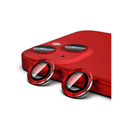 Metal Ring with HD Tempered Glass for iPhone 14 / 14 Plus (RED)