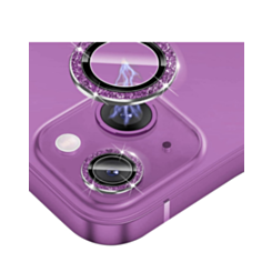 Glitter Diamond Camera Lens with HD Tempered Glass for iPhone 14 / 14 Plus (PURPLE)