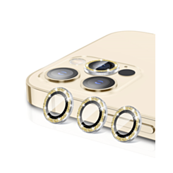 Glitter Diamond Camera Lens with HD Tempered Glass for iPhone 14 Pro / 14 Pro Max (GOLD)