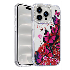Glitter Shockproof Butterfly Shinny Case (HOT PINK) for iPhone 14 Pro Max (Only Ground Shipping)