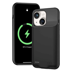iPhone 14 Plus Portable Soft Rubber Slim Protective Charging Case (7000 mAh) (BLACK) (Only Ground Shipping)