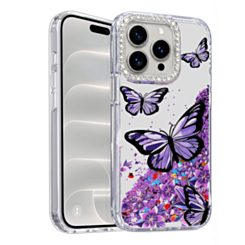 Glitter Shockproof Butterfly Shinny Case (PURPLE) for iPhone 14 Pro Max (Only Ground Shipping)