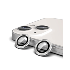 Shop the Metal Ring with HD Tempered Glass for iPhone 15 and 15 Plus in White.