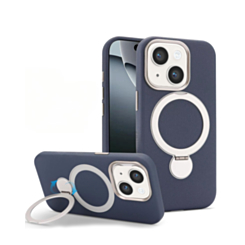 Silicone Magnetic Ring Stand Case for iPhone 17E / 16E / 15 / 14 / 13 (BLUE) (Only Ground Shipping)