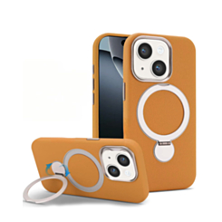 Silicone Magnetic Ring Stand Case for iPhone 17E / 16E / 15 / 14 / 13 (BROWN) (Only Ground Shipping)