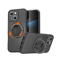 Textured Shockproof Case with 360 Rotating Ring Stand for iPhone 17E / 16E / 15 / 14 / 13 (BLACK) (Only Ground Shipping)