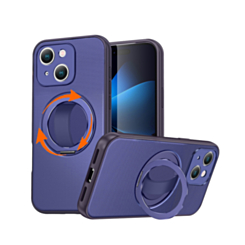 Textured Shockproof Case with 360 Rotating Ring Stand for iPhone 17E / 16E / 15 / 14 / 13 (BLUE) (Only Ground Shipping)