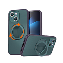 Textured Shockproof Case with 360 Rotating Ring Stand for iPhone 17E / 16E / 15 / 14 / 13 (GREEN) (Only Ground Shipping)