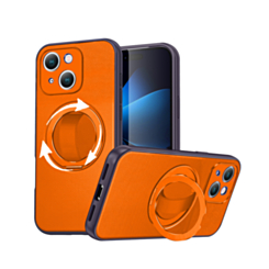Textured Shockproof Case with 360 Rotating Ring Stand for iPhone 17E / 16E / 15 / 14 / 13 (ORANGE) (Only Ground Shipping)