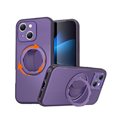 Textured Shockproof Case with 360 Rotating Ring Stand for iPhone 17E / 16E / 15 / 14 / 13 (PURPLE) (Only Ground Shipping)