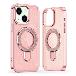 Glitter Ring Stand Protective Case for iPhone 17E / 16E / 15 / 14 / 13 (PINK) (Only Ground Shipping)