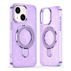 Glitter Ring Stand Protective Case for iPhone 17E / 16E / 15 / 14 / 13 (PURPLE) (Only Ground Shipping)