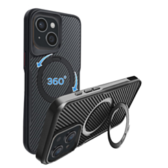 Premium Quality Magnetic Protective Case with 360 Rotating Ring Stand for iPhone 17E / 16E / 15 / 14 / 13 (BLACK) (Only Ground Shipping)