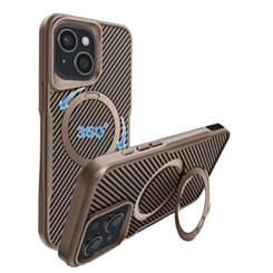 Premium Quality Magnetic Protective Case with 360 Rotating Ring Stand for iPhone 17E / 16E / 15 / 14 / 13 (GOLD) (Only Ground Shipping)