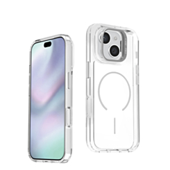 Magnetic Clear Case with Camera Kickstand for iPhone 17E / 16E / 15 / 14 / 13 (WHITE) (Only Ground Shipping)