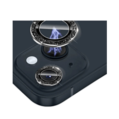 Glitter Diamond Camera Lens with HD Tempered Glass for iPhone 15 / 15 Plus (BLACK)