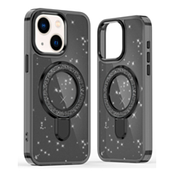 Glitter Ring Stand Protective Case for iPhone 17E / 16E / 15 / 14 / 13 (BLACK) (Only Ground Shipping)