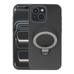 Pastel Shield Carbon Fiber Magnetic Kickstand Case (BLACK) for iPhone 14 Plus / 15 Plus (Only Ground Shipping)