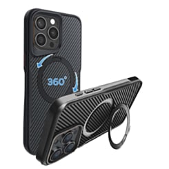 Premium Quality Magnetic Protective Case with 360 Rotating Ring Stand for iPhone 15 Pro (BLACK) (Only Ground Shipping)